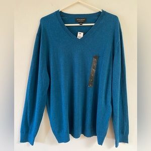 Banana Republic men’s NWT cashmere blend teal V-neck gorgeous sweater size xl